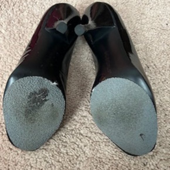 Women's Heels BCB Girls Black Shiny Open Toe Size 6M Heels 3 1/2 - Picture 4 of 5